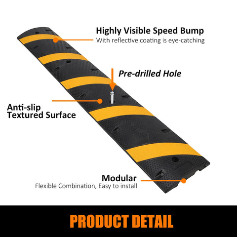 Heavy Duty Speed Bumps For Driveway 6 Ft Two Pack Rubber Speed Bumps With Two Channel Cable Protector Ramps product detail