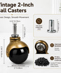 Two Inch Ball Caster Wheels Set Of Four For Furniture Replacement Antique Brass Stem Chair Casters For Chairs Cabinets Coffee Tables And Office Furniture For Smooth Rolling 360 Lbs Per Set No Fuss Easy Glide. 2-inch brass ball caster with stem