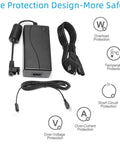 29V Power Adapter for Adjustable Bed Frames and Desks, 2A DC Charger Cable Included, safety features displayed