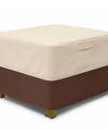 Square Patio Ottoman Cover Waterproof Outdoor Shield With Padded Handles Beefed Up Heavy Duty Fit For Small Beige Brown Ottomans