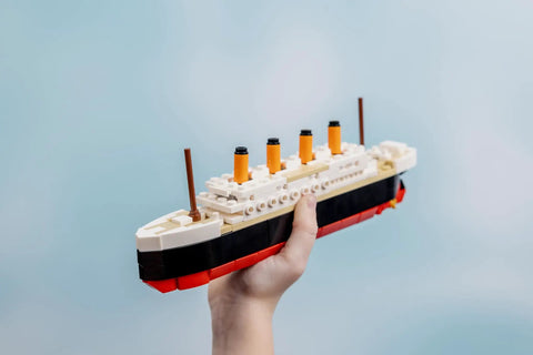 Titanic Building Set 217 Mini Brick Ship Model Kit Lego Compatible DIY 3D Puzzle STEM Toy For Adults And Kids Collectible Display Gift Great For History Buffs held in hand