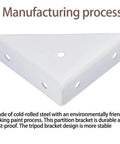 4 Pack White Bed Corner Supports With Sleek Hidden Triangle Shelf Brackets And Cold Rolled Steel Braces For Zero Wobble Desk Edge Reinforcement Tough As Nails Easy Snap Together Hardware close-up of white cold-rolled steel triangle bracket.