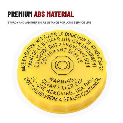 Beefed Up Master Cylinder Brake Fluid Reservoir Cap For Jeep Wrangler Compass Cherokee And Chrysler Pacifica 2017 2018 2019 2020 200 68211910AB 68303540AA Replacement Cap, yellow ABS material with caution text.