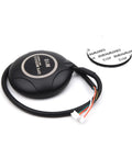 Black M10 GPS Module with External Compass and GPS Holder for Pixhawk 2.4.8 Flight Controller, showcasing cable and connection port.