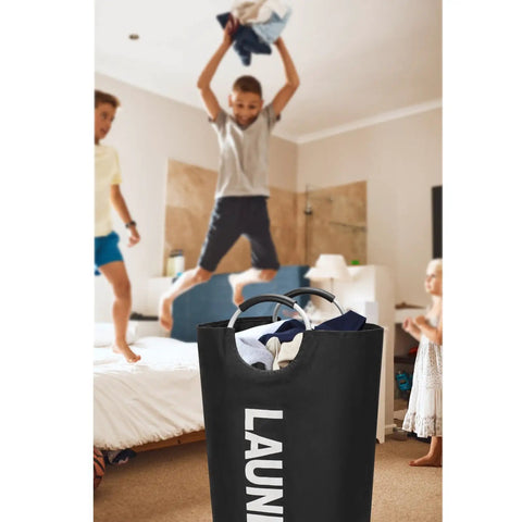 Big Dog Collapsible Laundry Basket Hamper Bag Built Tough With 600D Oxford Cloth And A Comfy Soft Handle Designed To Carry A Whole Load Of Clean Threads Straight To The Washer