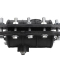 Close-up of Easy No Tools Quick Install Pipe Repair Clamp Kit for 25mm 32mm and 63mm pipes showing bolts and black material