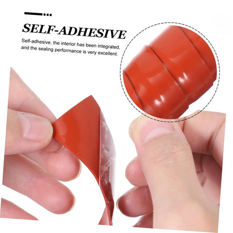 Close-up of Waterproof Sealant Tape 1.5 Inch Flexible Rubberized Repair Tape being unwound and showing self-adhesive quality