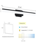 Palmital 1 Light Modern Vanity Light Wall Sconce With Dimmable LED Mirror Lighting for Bathroom in matte black and satin glass diagram