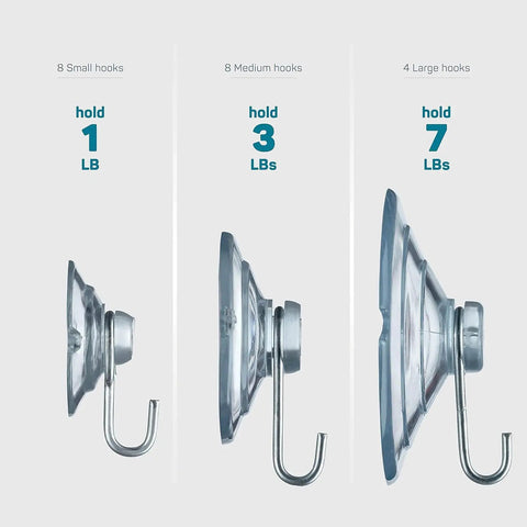 Top Rated All Purpose Suction Cup Hook Combo Set Hella Strong Rustproof Metal Claws For Glass Windows Doors Mirrors Tiles Clear Heavy Duty No Slip Grippers With 2 Large 4 Medium 4 Small Quick Install Home Hack