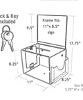 Freestanding Lottery Box On A 40 Inch Pedestal With Lock And Key 11 Inch Wide Box With Sign Holder and detailed dimensions