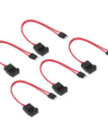 Heavy Duty Mini Blade Fuse Connector Holder 5 Pack 20 Amp Atm With 16 Awg Wire Extension, rugged black connectors with red wires.