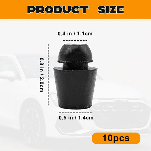 Tough As Nails Rubber Door Buffer Pads 10 Pack Auto Front Rear Shock Absorber Cushions sizes 0.4 in, 0.5 in, 0.8 in for car door protection.