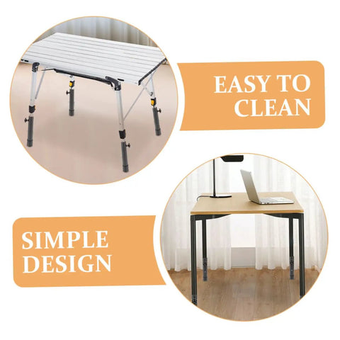 Shake That Wobbly Desk Fast With These Heavy Duty Table Leg Extenders That Slip Right On For Instant Height Tweaks And Bulletproof Stability Without Any Sweat Or Headaches Today, showing adjustable table legs.