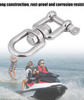 Heavy Duty 304 Stainless Steel Swivel Circle Snap Rolling Shackle 10mm Size for securing watercraft towing.