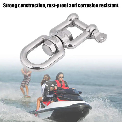 Heavy Duty 304 Stainless Steel Swivel Circle Snap Rolling Shackle 10mm Size for securing watercraft towing.