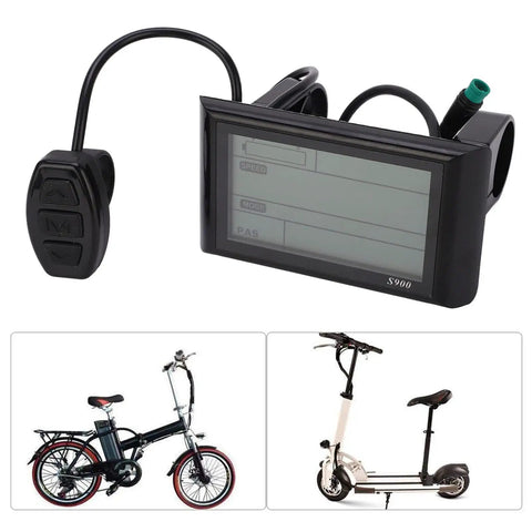 36V 48V Electric Bicycle Display Panel With LCD S900 Real Time Power Meter For E Bike Upgrade Plug And Play Ride Data Readout Includes Battery Power, Power Usage, Voltage, Speed, Trip And More