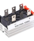 Rock Solid Three Phase Rectifier Bridge Module 50A 1200V High Power Diode with aluminum heatsink for solar inverters and EV welding.