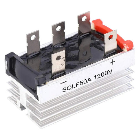 Rock Solid Three Phase Rectifier Bridge Module 50A 1200V High Power Diode with aluminum heatsink for solar inverters and EV welding.
