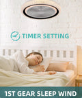 Bladeless Flush Mount Ceiling Fan With Lights And Bluetooth Speaker, Quiet Low Profile 19.8 Inch over bed with remote use