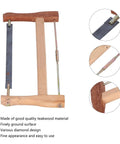 Medium Frame Saw Blade Replacement For Woodworking And Carpentry Smooth Draw Cut Design with teak handle and blade close-up.