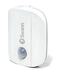 Wireless Motion Alert Sensor For Indoor And Outdoor Use With Weatherproof Design No Hub Needed Easy Setup Battery Powered 2 AAA Delivers Motion Detection Up To 50 Feet At A 110 Degree Range With Real Time Push Notifications Over WiFi, white rectangular sensor with logo and motion detection lens