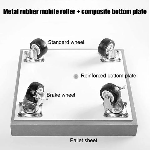 Flower Pot Mover With Wheels Beefy Load Bearing 50-200kg Square Plant Tray Rollers, metal wheels and composite bottom.