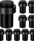 10 Pack Stainless Steel Door Stopper Floor Stops With Rubber Bumpers, Cylindrical Black Wall Protectors For Bottom Or Top Of Doors
