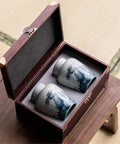 Heavy Duty Retro Ceramic Storage Jars Double Jar Set Must Have Airtight Seal Kitchen Pantry Organizers in a wooden gift box.