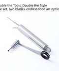 Awesome 2 Piece Spiral Cutter And V Shape Carving Tool Set For Potatoes Cucumbers Carrots And Fruit Stainless Steel Piranha Style Tools