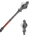 33.4 Inch Foam Meteor Hammer Prop For Cosplay And Halloween, Safe PU Foam Knight Mace Weapon, silver finish, close-up view