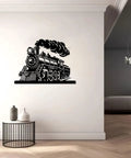 Industrial Style Steam Locomotive Metal Wall Art Black Iron Train Design Durable Modern Sculpture 20 Inch Wall Decor