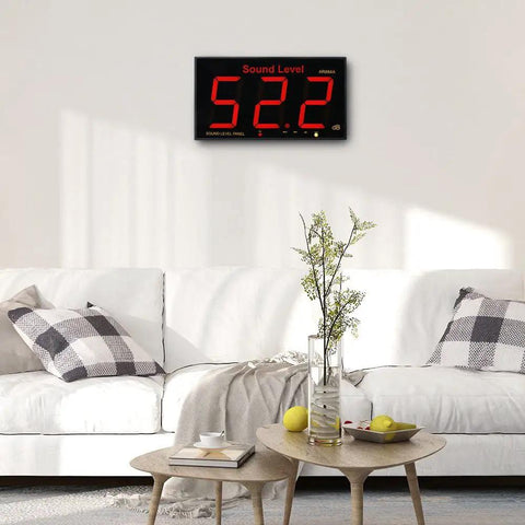 Sound Level Meter With Massive LCD Screen For Real Time Noise Monitoring Wall Mounted Above Sofa