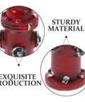Close-up of Mini Fire Hydrant Set With Dope Resin Fire Extinguisher Models, red resin hydrant showing sturdy material and details.