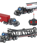 3 In 1 RC Truck Toy Set With Car Carrier Tanker And Container Trucks Sounds And Lights 14 Inch 1 48 Scale Remote Control