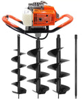 Heavy Duty 72cc 2-Stroke Gas Powered Post Hole Digger With 6 Inch And 8 Inch Auger Bits And Extension Rod Anti-Vibration Engine