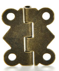 Close-up of brass 20x17mm mini hinge from 10 Pcs Mini Hinges For Dollhouse And Jewelry Box Projects Handy Wood Door And Drawer Hardware Set