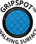GripSpot™ walking surface featuring a blue textured pattern for enhanced traction and stability.