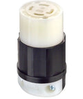 Locking Electrical Connector For Heavy Duty Power 30 Amp 125/250 Volt NEMA L14 30R 3 Pole 4 Wire Industrial Grade Grounding Rugged Nylon Body Solid Brass Contacts Black And White 2713.