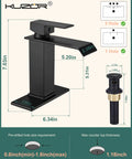 Matte Black Waterfall Bathroom Faucet For Single Hole Sinks With 304 Stainless Steel Construction, Metal Pop Up Drain