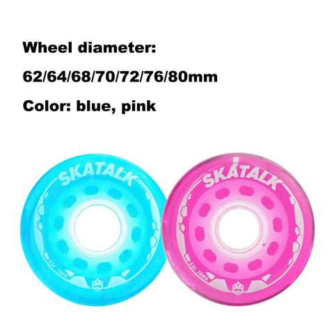 Inline Roller Skate Wheels 62mm 83A Blue 4 Pack For Outdoor And Indoor Use Replacement Blade Wheels with blue and pink wheel options.