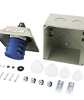 Three Phase Rotary Changeover Switch 40A 660V with 12 Terminal Cam Selector and waterproof box, disassembled view with components