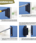 Installation steps for Heavy Duty Magnetic Door Catch Kit For Cabinets Closets And Furniture Doors, includes mounting screws.