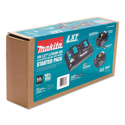 18V LXT Lithium-Ion 5.0Ah Battery With Dual Port Charger Starter Pack box showing product features and images
