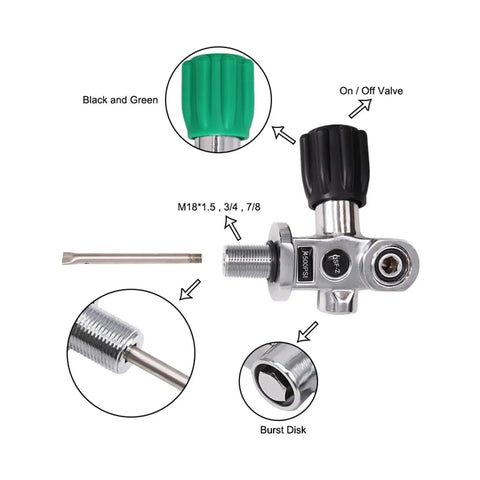 Underwater Scuba Tank Valve DIN Yoke Reducing Valve For Diver Cylinders M18 Fit Regulator Setup Black Solenoid Check Valve With Tight Seal And Smooth Airflow