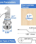 Pro Grade Zinc Alloy Cam Locks Keyed Alike 1 1/8 Inch Cylinder dimensions and plate specifications for installation.