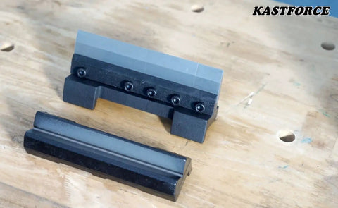 6 Inch Vise Mount Metal Brake Bender Attachment For 4 Inch Or Wider Vises That Bends 14 Gauge Steel And Two Millimeter Mild Steel, Also Handles One Eighth Inch Aluminum, With Removable Hardened Finger Dies One, Two, Three Inches on a wooden surface