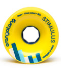 Close-up of Stimulus 70mm 86A Freeride Longboard Wheels Yellow Set of 4 Built for Sick Freestyle Tricks Dancing and Cruising