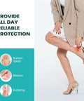 Woman in heels with bunion spots and blisters, using Hydrocolloid Gel Blister Bandages Variety Pack 32 Count Waterproof Adhesive Pads.