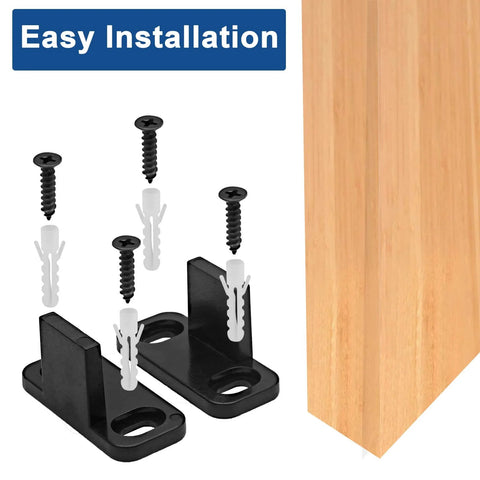 Black Sliding Barn Door Floor Guides Made From Durable POM Plastic For Bypass, Pocket, Closet And Barn Doors Heavy Duty
