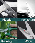 Tough As Nails Heavy Duty Tin Snips And Industrial Scissors With Serrated Stainless Blade cutting plastic, iron sheet, wire, and pruning.